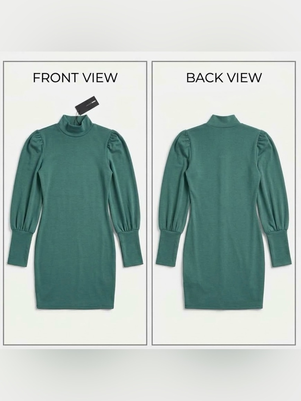 Green Long Sleeve Mini Dress